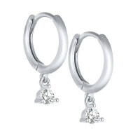 wholesale S925 Sterling Silver Eight Hearts Eight Arrows Zircon Earrings, Creative Ins Style With Inlaid Colorful Zircons-Platinum-White Diamond