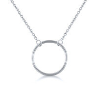 wholesale S925 Sterling Silver Cross-border Bestseller, 10mm Geometric Circle Pendant Minimalist Necklace-platinum