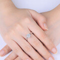 wholesale S925 Sterling Silver Twisted Shank Ring with 1 Carat Moissanite Snowflake Diamond for Proposal-0-3