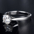 wholesale 925 Sterling Silver Cross-Border Hit Four-Prong Setting 1-Carat Moissanite Ring for Women, Japanese and Korean Minimalist Wedding Ring-0-1
