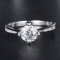 wholesale S925 Sterling Silver Classic Four-Prong Setting Moissanite Engagement Ring, Amazon Best Seller-0-0