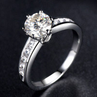 wholesale S925 Sterling Silver CZ Eternity Band Light Luxury Diamond Wedding Ring Jewelry with Certificate-1 carat D-color moissanite diamond ring  US size 8#