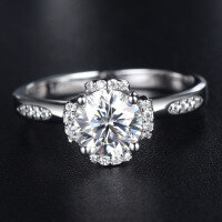wholesale 925 Sterling Silver New Korean Style Fashion Floral Imitation Diamond Ring Women's Silver Wedding Ring Source Factory Wholesale-1 carat D-color moissanite diamond ring  US size 5#