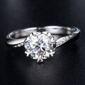 wholesale S925 Sterling Silver Twisted Shank Ring with 1 Carat Moissanite Snowflake Diamond for Proposal-0-0