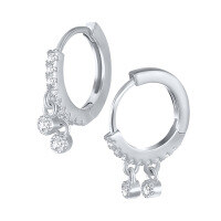wholesale S925 Sterling Silver Fashion Rhinestone Round Hoop Ear Clasp, Korean Style Ins Wind Zirconia Trendy Ear Jewelry-platinum