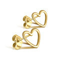 wholesale S925 Sterling Silver ROMAD New Hollow Sweet Heart Stud Earrings, Simple Korean Style-0-5