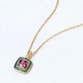 wholesale S925 Silver Japanese Style Natural Amethyst Drop Green Oil Paint Geometric Pendant Without Chain Exquisite Colored Gemstone Necklace for Women-0-1