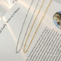 wholesale S925 Sterling Silver Ins Style Cross Chain Necklace Bead Choker Wholesale-F965_Sterling silver platinum necklace 925