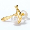 wholesale S925 silver plated 9K gold with Japanese-style toolbox hammer design, natural freshwater pearl earrings for women, finely crafted with colored gemstones-0-2