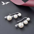 wholesale S925 Silver New Japanese and Korean Pearl Jewelry, Shell Pearl Ear Clips for Women, Elegant Diamond-Inlaid Ear Cuffs, Wholesale and Drop Shipping-0-2