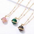 wholesale S925 silver gold-plated, Japanese Korean style natural labradorite planet geometric pendant necklace for women, precision craftsmanship with colored gemstones-0-1