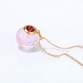 wholesale S925 sterling silver gold-plated, pink round perfume bottle pendant with natural pink crystal and Mozambique garnet, necklace-0-2