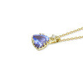 wholesale 14K 750 Gold Japanese-style Light Luxury Jewelry Wholesale, Triangular Natural Tanzanite Diamond Pendant for Women, Small Chanel-style Necklace-0-4