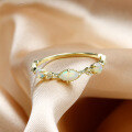 wholesale 9K Gold Australian Opal + White Zircon Ring, Fashion Minimalist Design Sense, Yili Jewelry Manufacturer Wholesale-0-3
