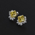wholesale S925 Sterling Silver Flower 5-Carat Square 10*10mm High-Carbon Diamond Stud Earrings for Women, Versatile Gift-0-2
