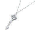 wholesale S925 Sterling Silver Key Necklace with Moissanite Pendant Women's Collarbone Chain Jewelry Live Stream Spot Wholesale from Source-0-4