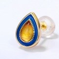 wholesale S925 Gold-Plated Enamel Amber Teardrop Earrings, Japanese Light Luxury Classic Colored Gemstone Studs for Students, Internet-Famous Jewelry-0-2