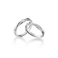 wholesale S925 Sterling Silver Fashion Micro-Inlaid Row Diamond Wave Couple Ring Korean Style Minimalist Cross Finger Ring J5690-S925 silver couple ring for women Adjustable opening