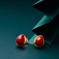 wholesale 925 silver gold-plated minimalist and sophisticated Chinese-style earrings with certificate, inlaid with drop-shaped southern red agate ear studs-0-0