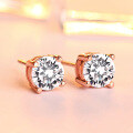 wholesale 925 Sterling Silver 7mm Zircon Earrings Round Wholesale High-Quality Women's Four-Prong 1 Carat Stud Earrings-0-2