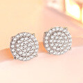 wholesale S925 Sterling Silver Full Drill Zirconia Round Stud Earrings for Women, Hot Selling Popular Style, OEM Available-0-1