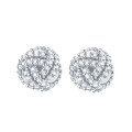 wholesale S925 Sterling Silver Yarn Ball Cubic Zirconia Stud Earrings, New Original European and American Design, Supports OEM/ODM-0-5