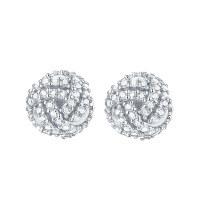 wholesale S925 Sterling Silver Yarn Ball Cubic Zirconia Stud Earrings, New Original European and American Design, Supports OEM/ODM-Platinum 925 silver