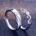 wholesale 925 Silver Crown Couple Rings Set, Adjustable Open-End Minimalist Matching Bands for Him & Her - Wholesale from Direct Manufacturer-0-5