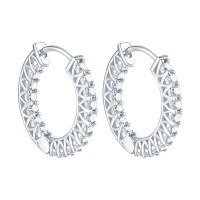 wholesale Rose Gold Plated & S925 Sterling Silver Zircon Stud Earrings with Push Back Clasps, Cross-Border Fashion-Platinum 925 silver