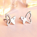 wholesale S925 Sterling Silver Hot-Selling Cross-Border Original New European and American Hollow Minimalist Butterfly Ear Studs for Women Drop Shipping Wholesale Ear Jewelry-0-2