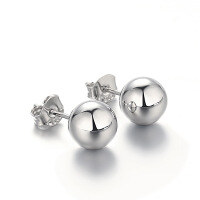 wholesale S925 sterling silver minimalist cross-border round ball stud earrings 8mm wholesale manufacturer dropshipping-Platinum>925 silver