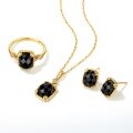 wholesale Gold-plated sterling silver fashion new retro earrings, small Chanel-style ethnic agate earrings for women-0-2