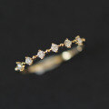 wholesale 14K gold with 6 zirconia diamonds wedding row of diamonds fine Korean style ring-0-4