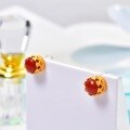 wholesale 925 Sterling Silver Gold Plated with Certificate, Vintage Palace Style Crown Earrings Set with Semi-Circular Southern Red Agate Ear Studs for Women-0-2