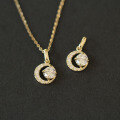 wholesale 9K gold-plated star and moon pendant with zirconia, mini crescent pendant in Japanese and Korean style, elegant-0-0