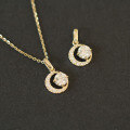 wholesale 9K gold-plated star and moon pendant with zirconia, mini crescent pendant in Japanese and Korean style, elegant-0-1