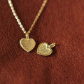 wholesale 9K Solid Gold Love Heart I Love You Gold Coin Necklace Pendant for Girlfriend-0-3