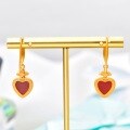 wholesale Metal: Gold Plated 925 Silver Sweet and Light Luxury Heart Earrings Set with Natural Red Agate Heart-shaped Ear Accessories Ear Drops-0-1
