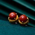 wholesale Gold-plated 925 Sterling Silver Minimalist High-end Earrings with Inlaid Semi-circular South Red Agate Earrings for Women-0-0