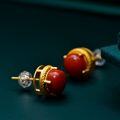 wholesale Gold-plated 925 Sterling Silver Minimalist High-end Earrings with Inlaid Semi-circular South Red Agate Earrings for Women-0-2