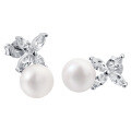 wholesale 925 Sterling Silver Four-Leaf Clover Pearl Earrings European and American Foreign Trade New Style Ear Studs for Women Bead Jewelry Wholesale-0-4