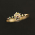 wholesale 9K Gold Snowflake Inlaid Zircon Exquisite Korean Winter Style Popular Ring-0-2