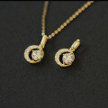 wholesale 9K gold-plated star and moon pendant with zirconia, mini crescent pendant in Japanese and Korean style, elegant-0-3
