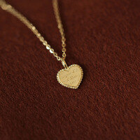 wholesale 9K Solid Gold Love Heart I Love You Gold Coin Necklace Pendant for Girlfriend-9K gold pendant one price