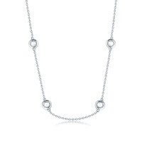 wholesale S925 Silver Hot Selling Minimalist Korean Style Versatile Round Diamond Accented Short Choker Necklace for Women for Dropshipping-Platinum 925 silver