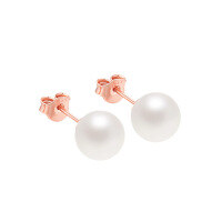 wholesale S925 Sterling Silver Cross-border High-Quality Freshwater Pearl Earrings for Women, Elegant and Sophisticated Pearl Stud Earrings Wholesale-Rose gold>925 silver