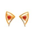 wholesale Metal material: 925 sterling gold-plated, set with South Red Agate stud earrings in a geometric triangle design with a certificate of fashionable elegance-0-4