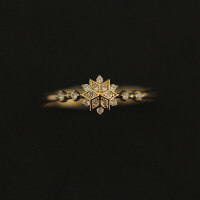 wholesale 9K Gold Snowflake Inlaid Zircon Exquisite Korean Winter Style Popular Ring-Light Gold No. 8