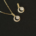 wholesale 9K gold-plated star and moon pendant with zirconia, mini crescent pendant in Japanese and Korean style, elegant-0-2