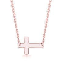 wholesale S925 Sterling Silver Cross Pendant Necklace for Women, Korean and Japanese, Wholesale Supplier for European and American Jewelry-Rose gold 925 silver